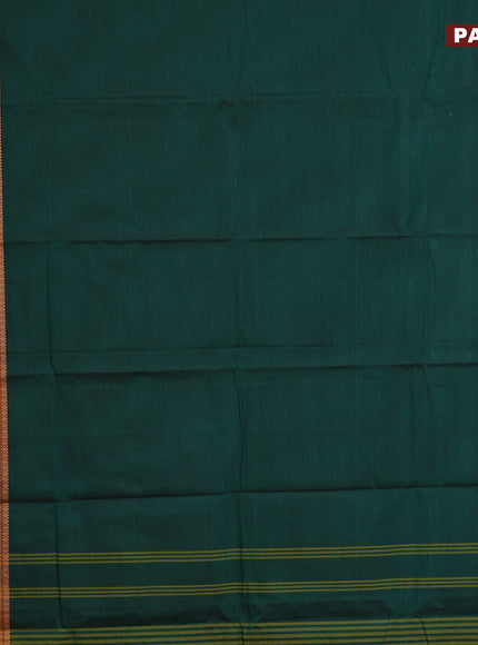 Chettinad cotton saree green and maroon with plain body and thread woven border & woven blouse