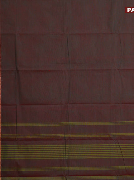 Chettinad cotton saree manthulir green and red with thread woven buttas and thread woven border & woven blouse