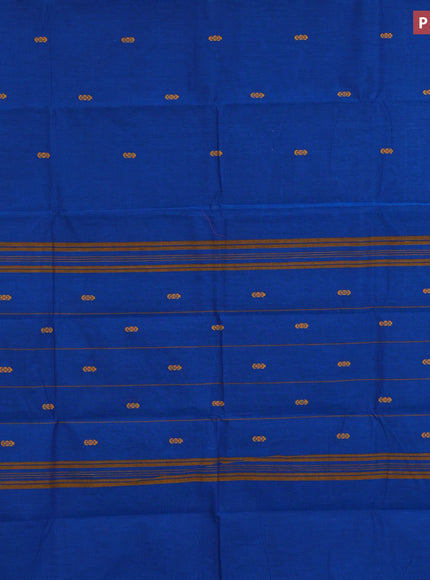 Chettinad cotton saree cs blue and green shade with thread woven buttas and zari woven border & woven blouse