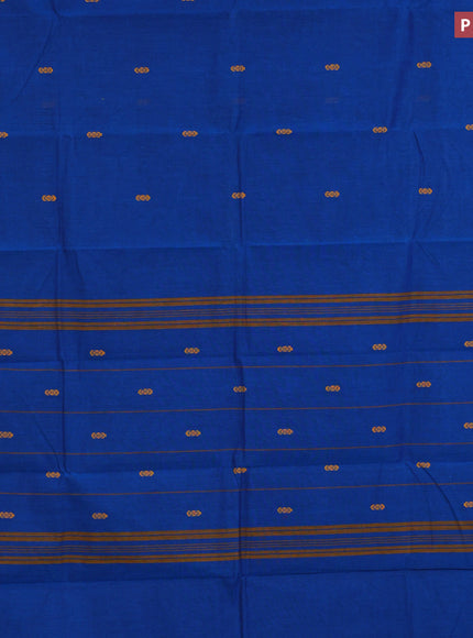 Chettinad cotton saree peacock blue and mustard shade with thread woven buttas and zari woven border & woven blouse