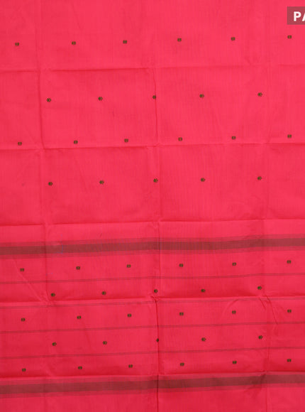 Chettinad cotton saree candy pink and dual shade of green with thread woven buttas and thread woven border & woven blouse