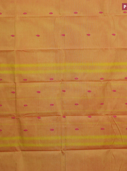 Chettinad cotton saree yellow shade and pink with thread woven buttas and thread woven simple border & woven blouse