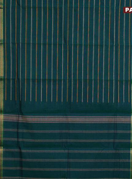 Chettinad cotton saree green and maroon shade with allover thread weaves and rettapet zari woven border & woven blouse