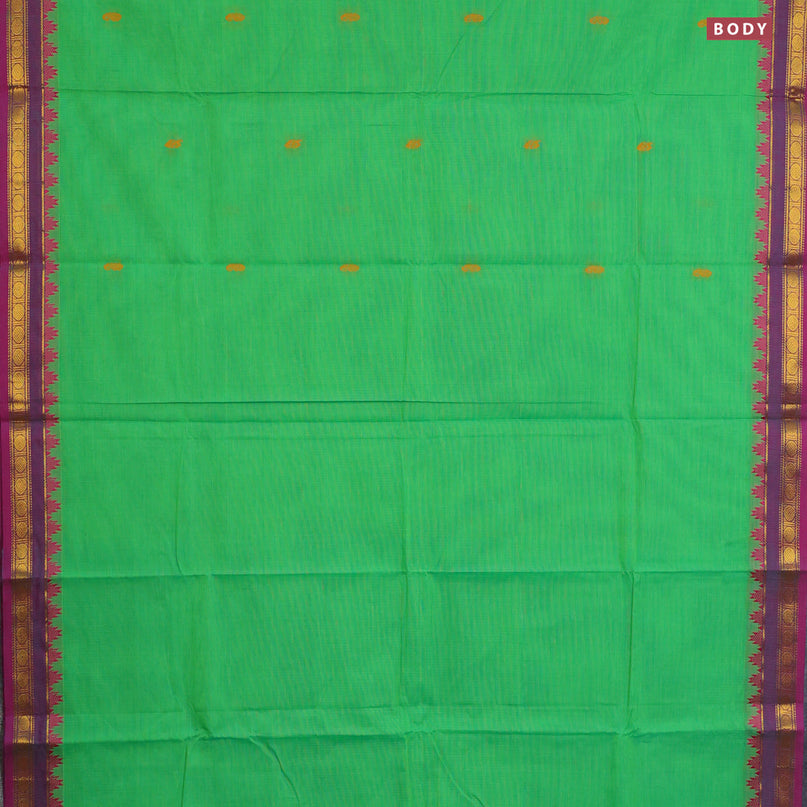 Chettinad cotton saree light green and magenta pink with thread woven buttas and zari woven border & woven blouse