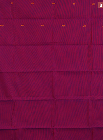 Chettinad cotton saree magenta pink and mustard yellow with thread woven buttas and zari woven border & woven blouse