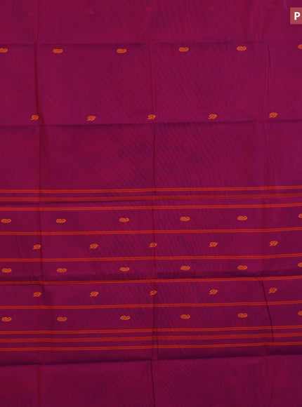 Chettinad cotton saree magenta pink and mustard yellow with thread woven buttas and zari woven border & woven blouse