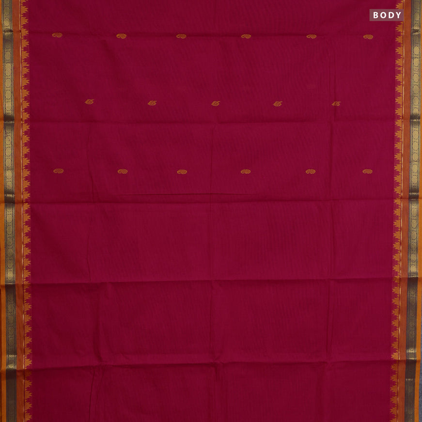 Chettinad cotton saree pink and orange with thread woven buttas and zari woven border & woven blouse