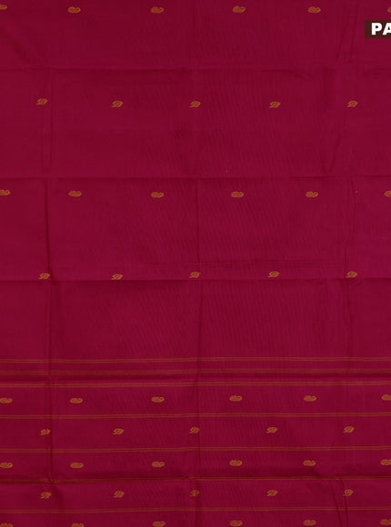 Chettinad cotton saree pink and orange with thread woven buttas and zari woven border & woven blouse