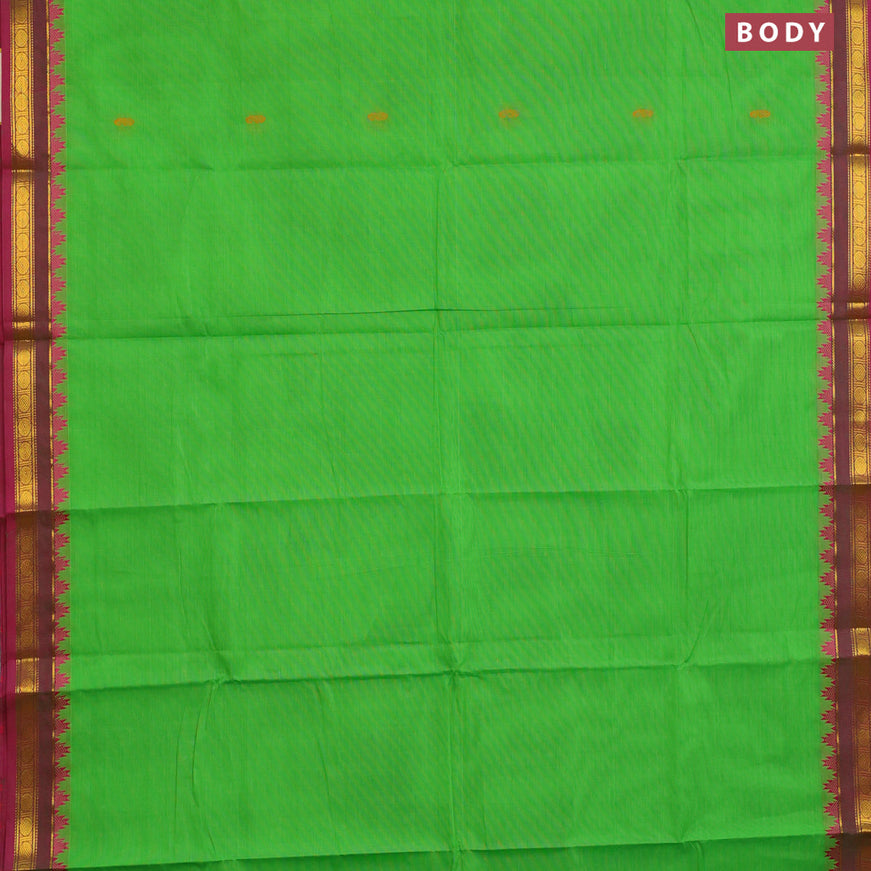 Chettinad cotton saree light green and pink shade with thread woven buttas and zari woven border & woven blouse