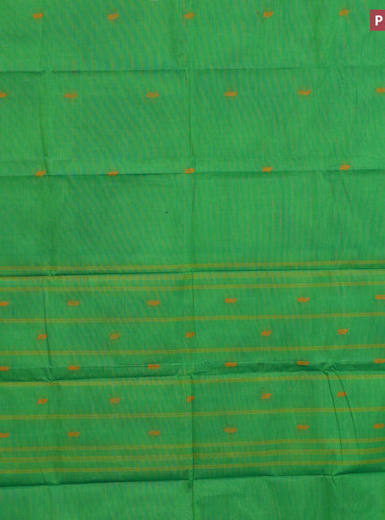 Chettinad cotton saree green and magenta pink with thread woven buttas and zari woven border & woven blouse