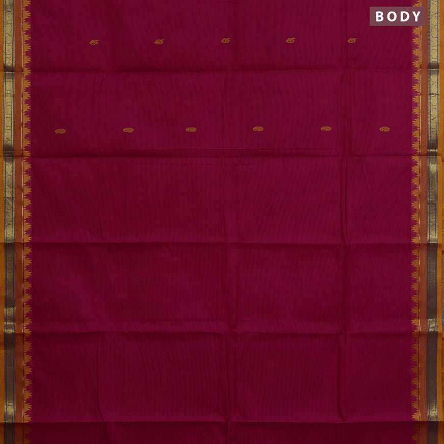 Chettinad cotton saree pink and orange with thread woven buttas and zari woven border & woven blouse