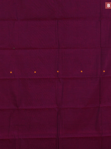 Chettinad cotton saree dark magenta pink and yellow with thread woven buttas and zari woven border & woven blouse