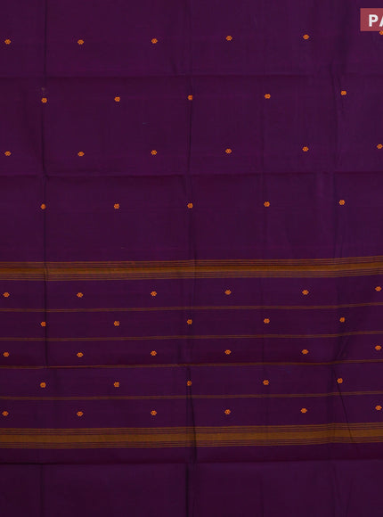 Chettinad cotton saree deep purple and pink with thread woven buttas and zari woven border & woven blouse