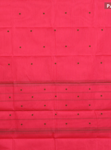 Chettinad cotton saree candy pink and sap green with thread woven buttas and zari woven border & woven blouse