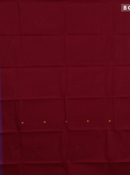 Chettinad cotton saree maroon with thread woven buttas and ganga jamuna border & woven blouse