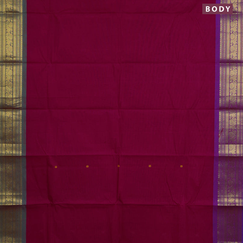 Chettinad cotton saree pink and dual shade of violet with thread woven buttas and annam zari woven border & woven blouse