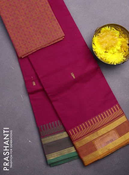 Chettinad cotton saree pink with woven buttas and rettapet zari woven ganga jamuna border & woven blouse