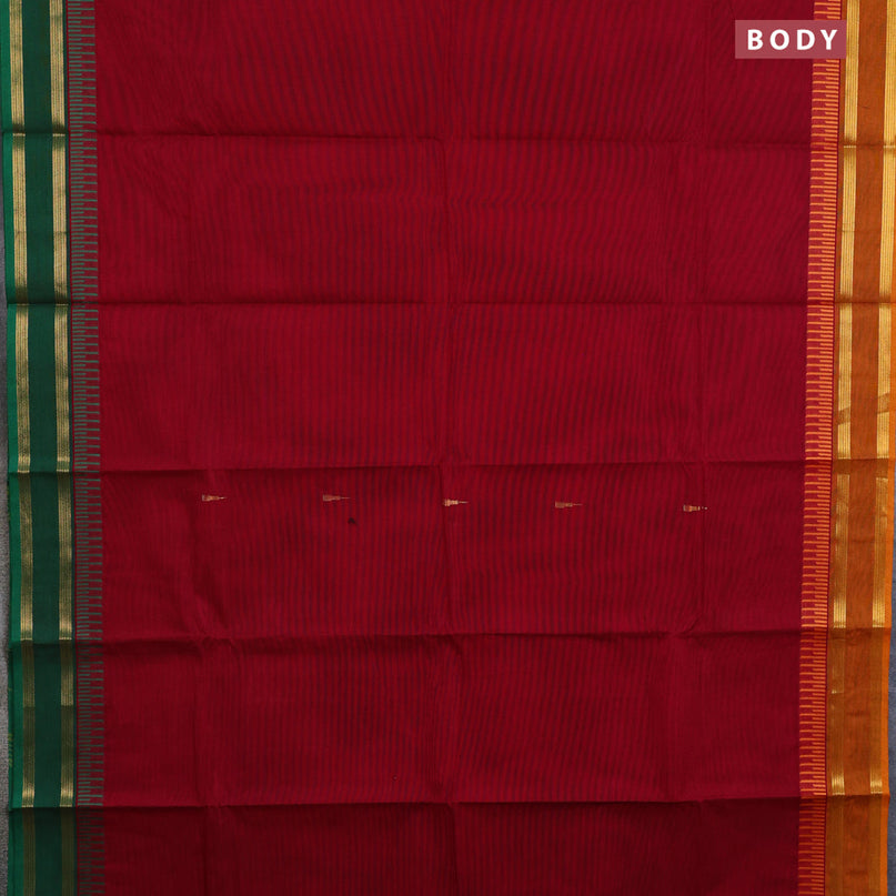 Chettinad cotton saree maroon with woven buttas and rettapet zari woven ganga jamuna border & woven blouse