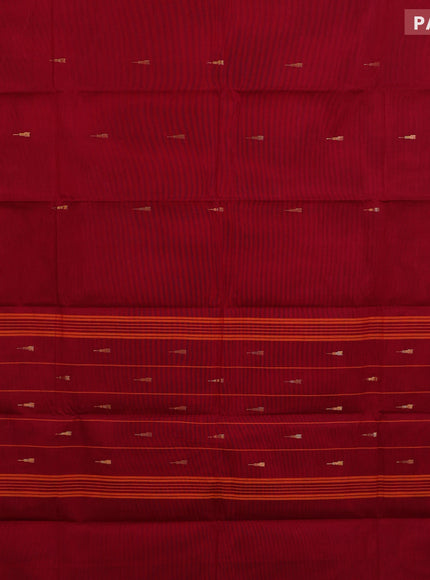 Chettinad cotton saree maroon with woven buttas and rettapet zari woven ganga jamuna border & woven blouse