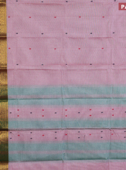 Chettinad cotton saree pastel pink and magenta pink with woven buttas and zari woven border & woven blouse