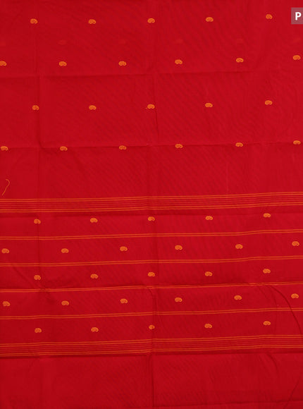 Chettinad cotton saree red and dual shade of green with thread woven buttas and rettapet zari woven border & woven blouse