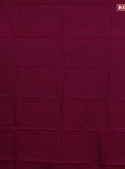 Chettinad cotton saree magenta pink and green shade with plain body and zari woven border & woven blouse