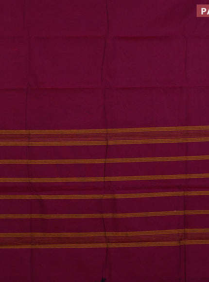 Chettinad cotton saree magenta pink and green shade with plain body and zari woven border & woven blouse