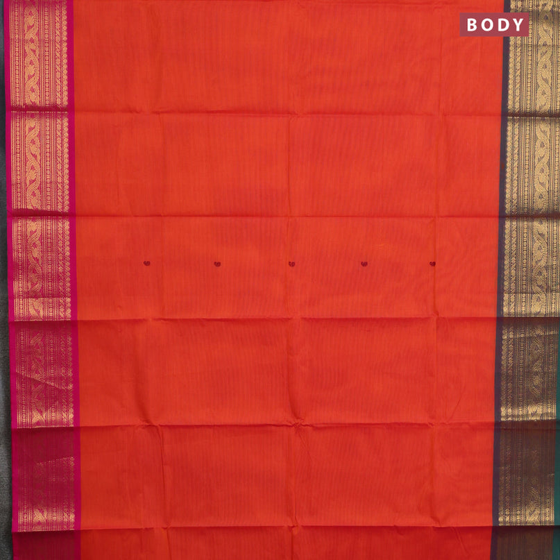 Chettinad cotton saree dual shade of orange with thread woven buttas and ganga jamuna border & woven blouse