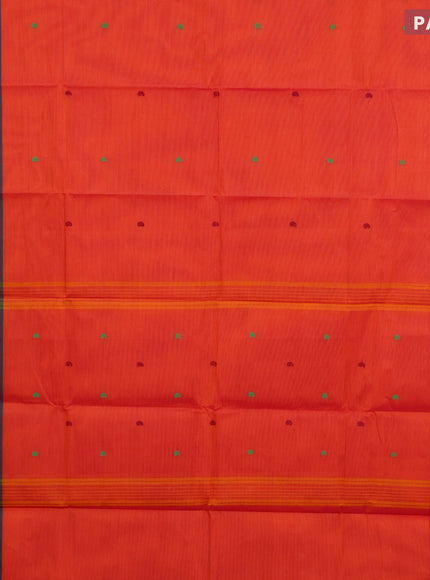 Chettinad cotton saree dual shade of orange with thread woven buttas and ganga jamuna border & woven blouse