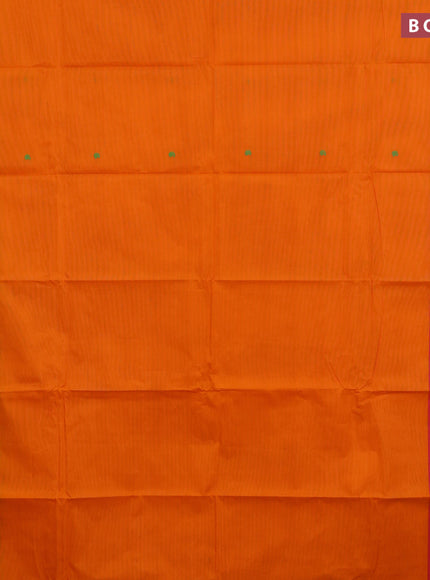 Chettinad cotton saree orange with thread woven buttas and ganga jamuna border & woven blouse