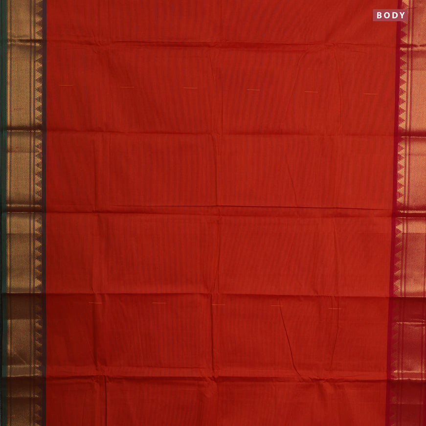 Chettinad cotton saree orange with woven buttas and ganga jamuna border & woven blouse