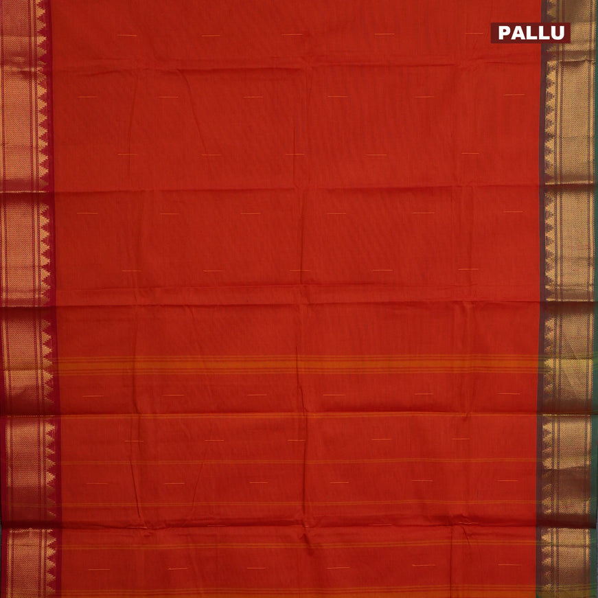 Chettinad cotton saree orange with woven buttas and ganga jamuna border & woven blouse