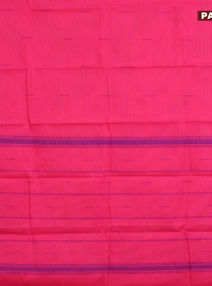 Chettinad cotton saree pink and blue with woven buttas and zari woven border & woven blouse