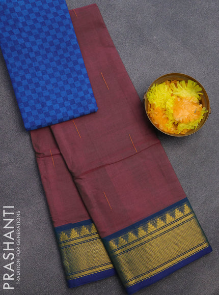 Chettinad cotton saree dual shade of pink and dual shade of blue with woven buttas and zari woven border & woven blouse