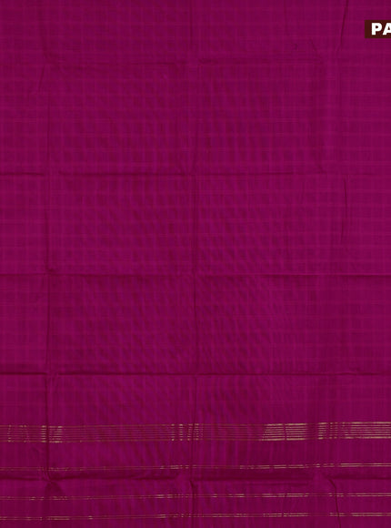 Chettinad cotton saree magenta pink and teal green with allover checked pattern and zari woven border & woven blouse