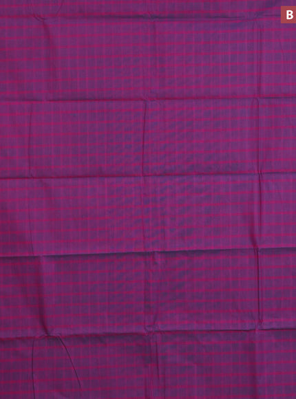 Chettinad cotton saree magenta pink and teal green with allover checked pattern and zari woven border & woven blouse