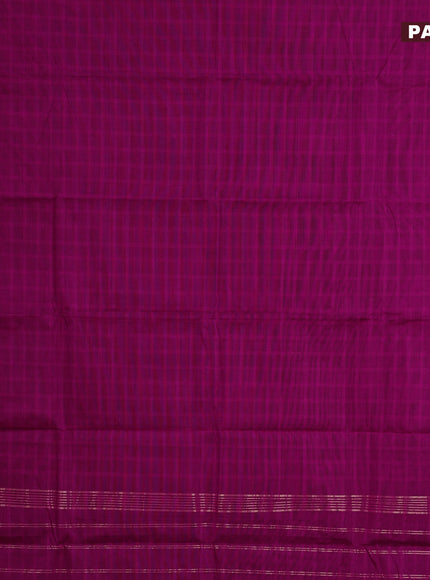 Chettinad cotton saree magenta pink and teal green with allover checked pattern and zari woven border & woven blouse