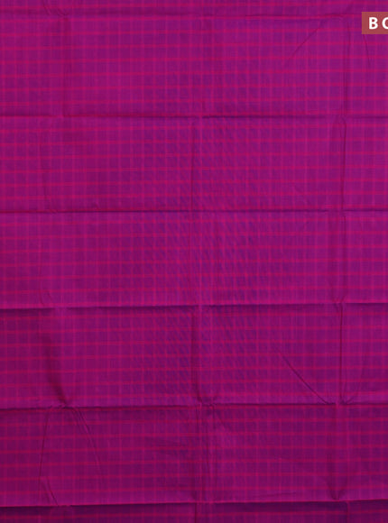 Chettinad cotton saree magenta pink and teal blue with allover checked pattern and zari woven border & woven blouse