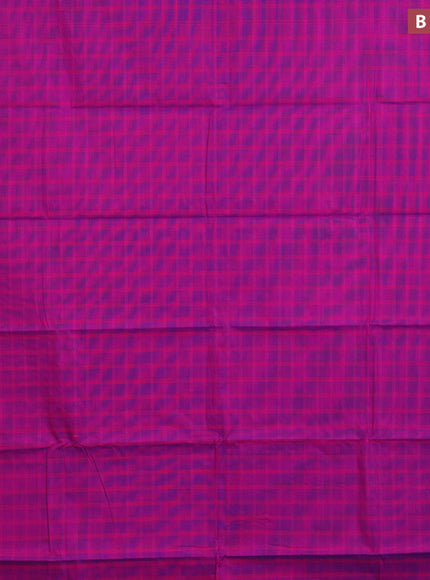 Chettinad cotton saree purple and teal green with allover checked pattern and zari woven border & woven blouse