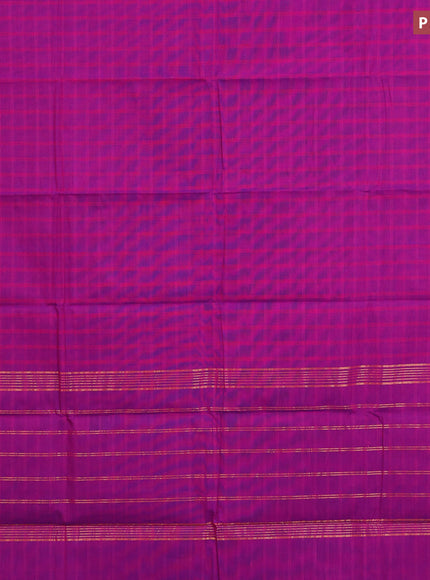 Chettinad cotton saree purple and teal green with allover checked pattern and zari woven border & woven blouse