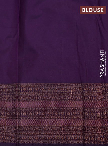 Bangalori silk saree lavender and violet with allover copper zari weaves and copper zari woven border