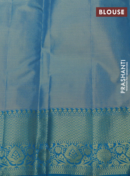 Bangalori tissue silk saree sandal and teal green shade with allover silver zari woven brocade weaves and zari woven border