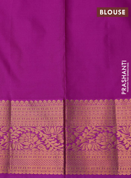 Bangalori silk saree dark blue and purple with allover copper zari woven brocade weaves and zari woven border