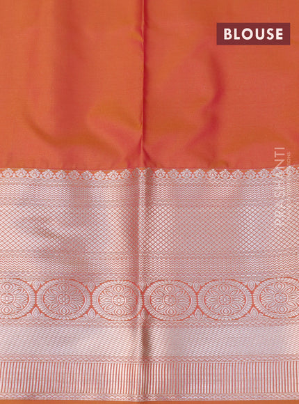 Bangalori silk saree grey shade and dual shade of yellowish pink with allover zari woven brocade weaves and long zari woven border