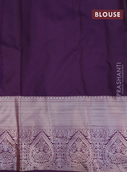 Bangalori silk saree cream and deep purple with allover zari woven brocade weaves and long zari woven border