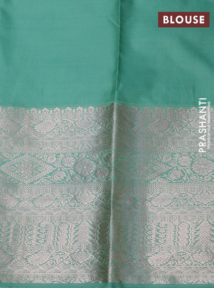 Bangalori silk saree deep violet and pastel green with allover zari weaves and long zari woven border