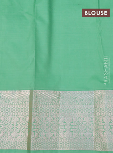 Bangalori silk saree blue and pastel green with allover zari weaves and zari woven border