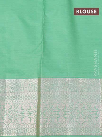 Bangalori silk saree dual shade of pinkish orange and pastel green with allover zari weaves and zari woven border