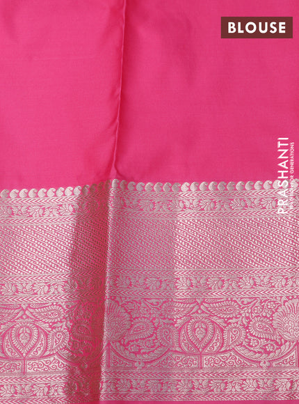 Bangalori silk saree maroon and pink with allover zari woven brocade weaves and long zari woven border