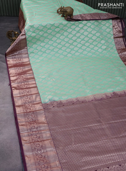 Bangalori silk saree teal shade and wine shade with allover zari woven brocade weaves and long zari woven border